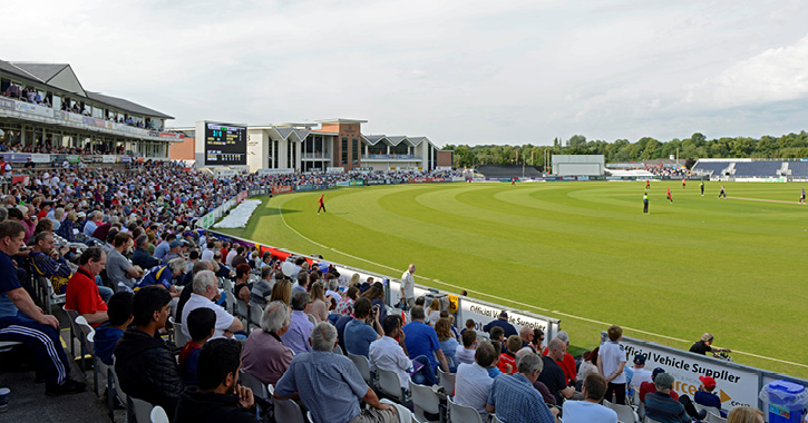 crowd of people watching cricket at Durham Cricket Club